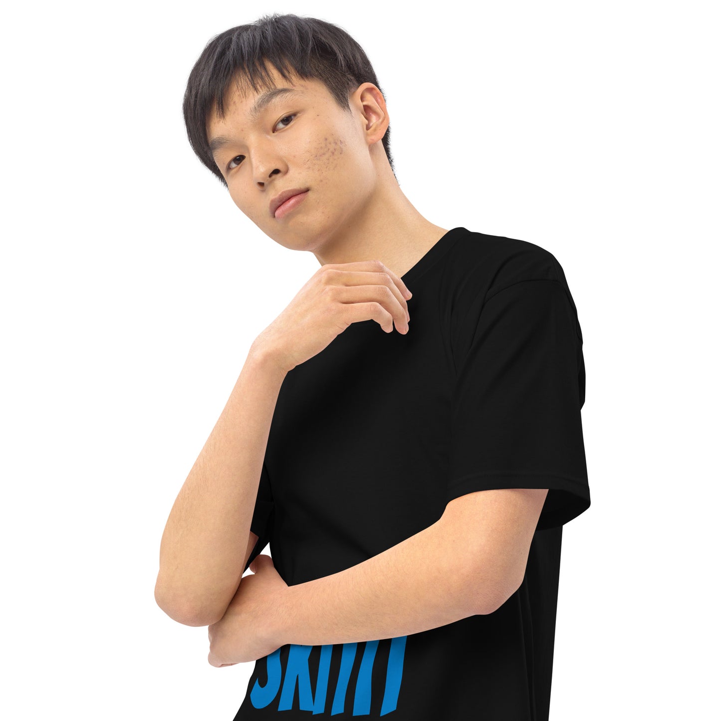 MENS SKITIT TEE BLUE LOGO VERTICAL TITL