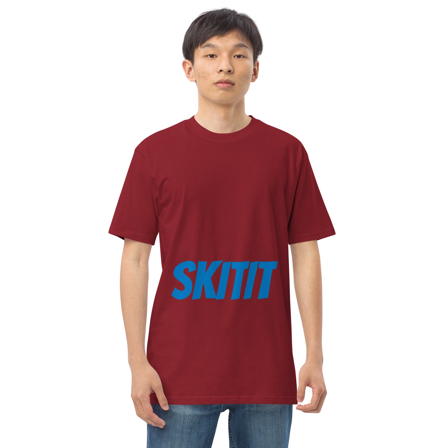 MENS SKITIT TEE BLUE LOGO VERTICAL TITL