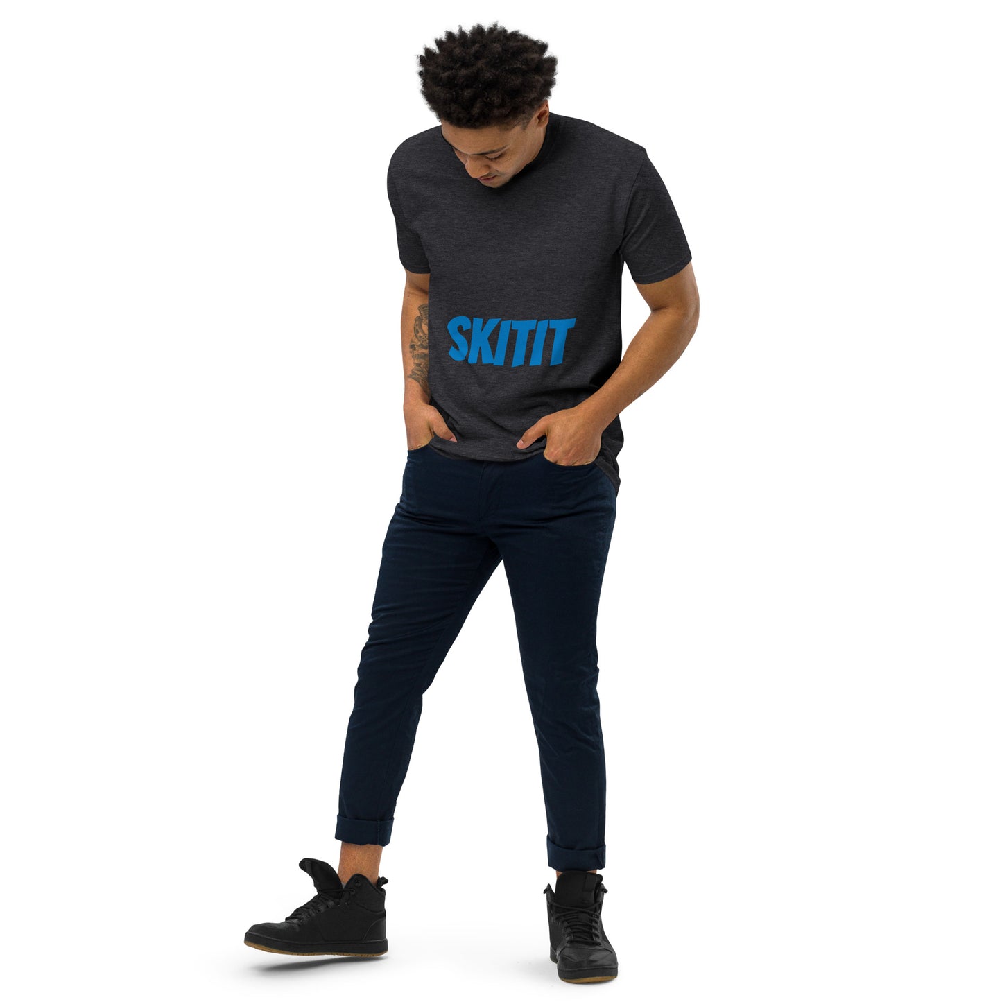 MENS SKITIT TEE BLUE LOGO VERTICAL TITL