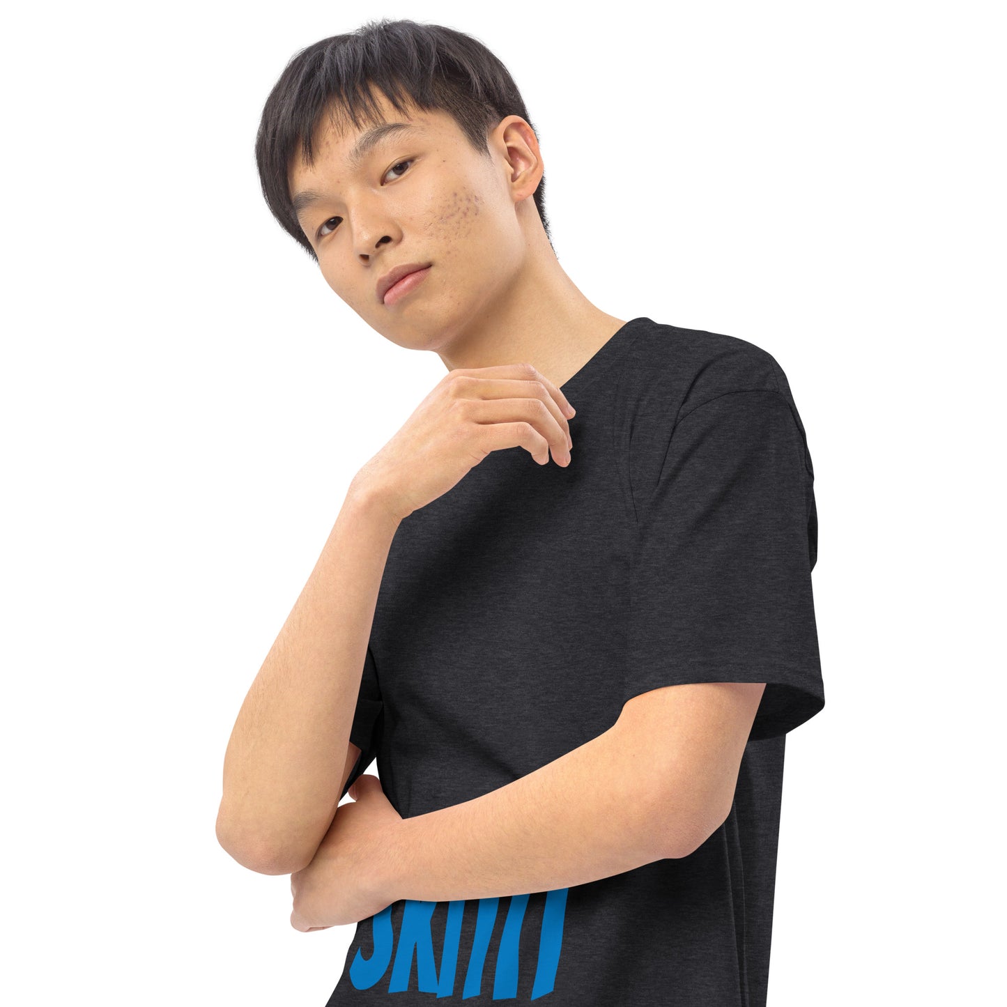 MENS SKITIT TEE BLUE LOGO VERTICAL TITL