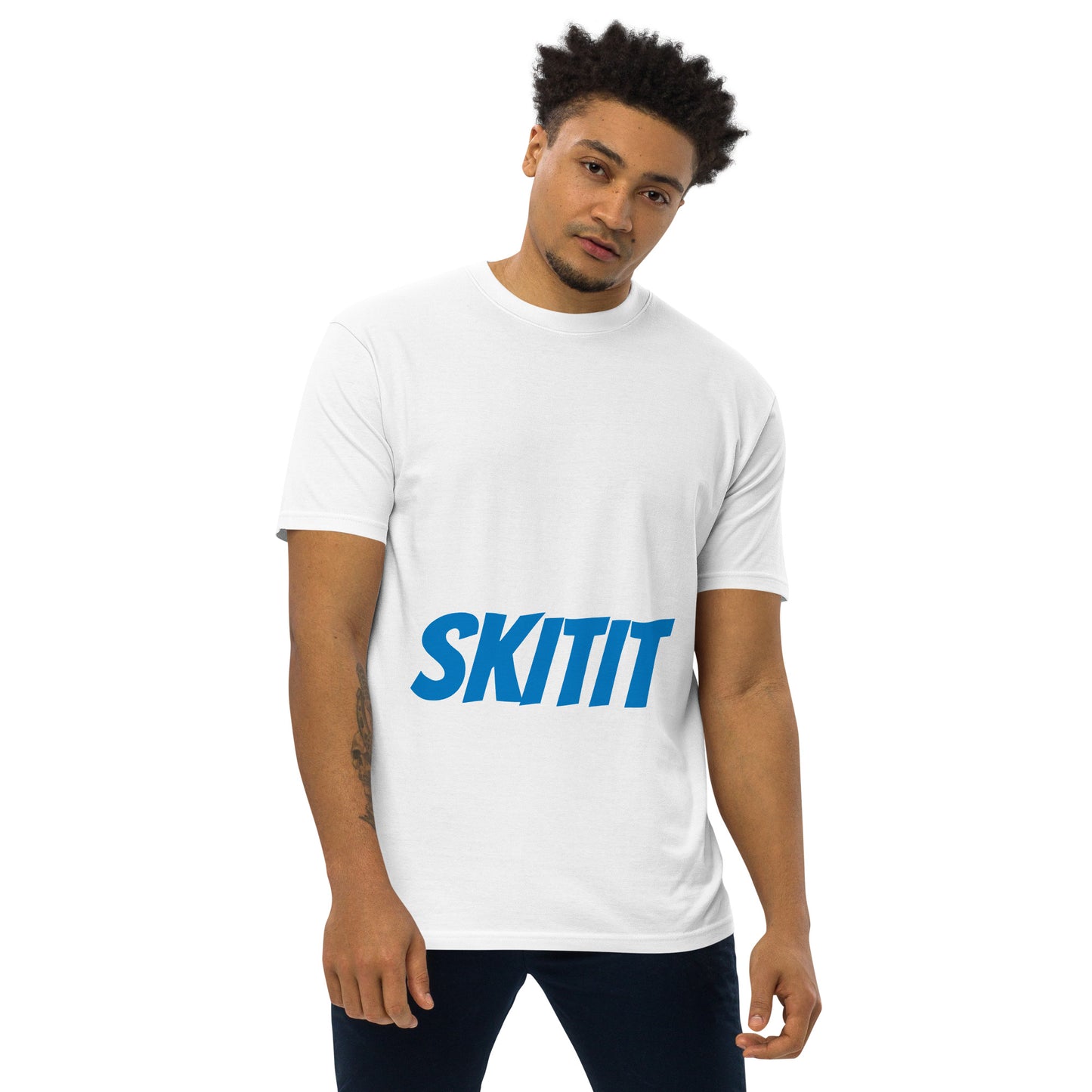 MENS SKITIT TEE BLUE LOGO VERTICAL TITL