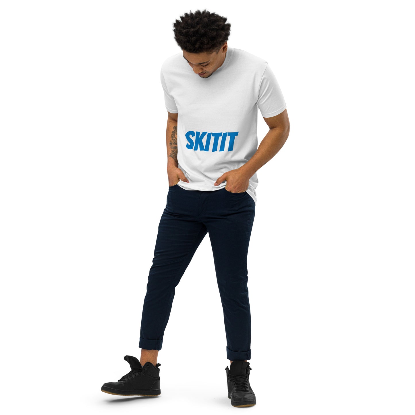 MENS SKITIT TEE BLUE LOGO VERTICAL TITL