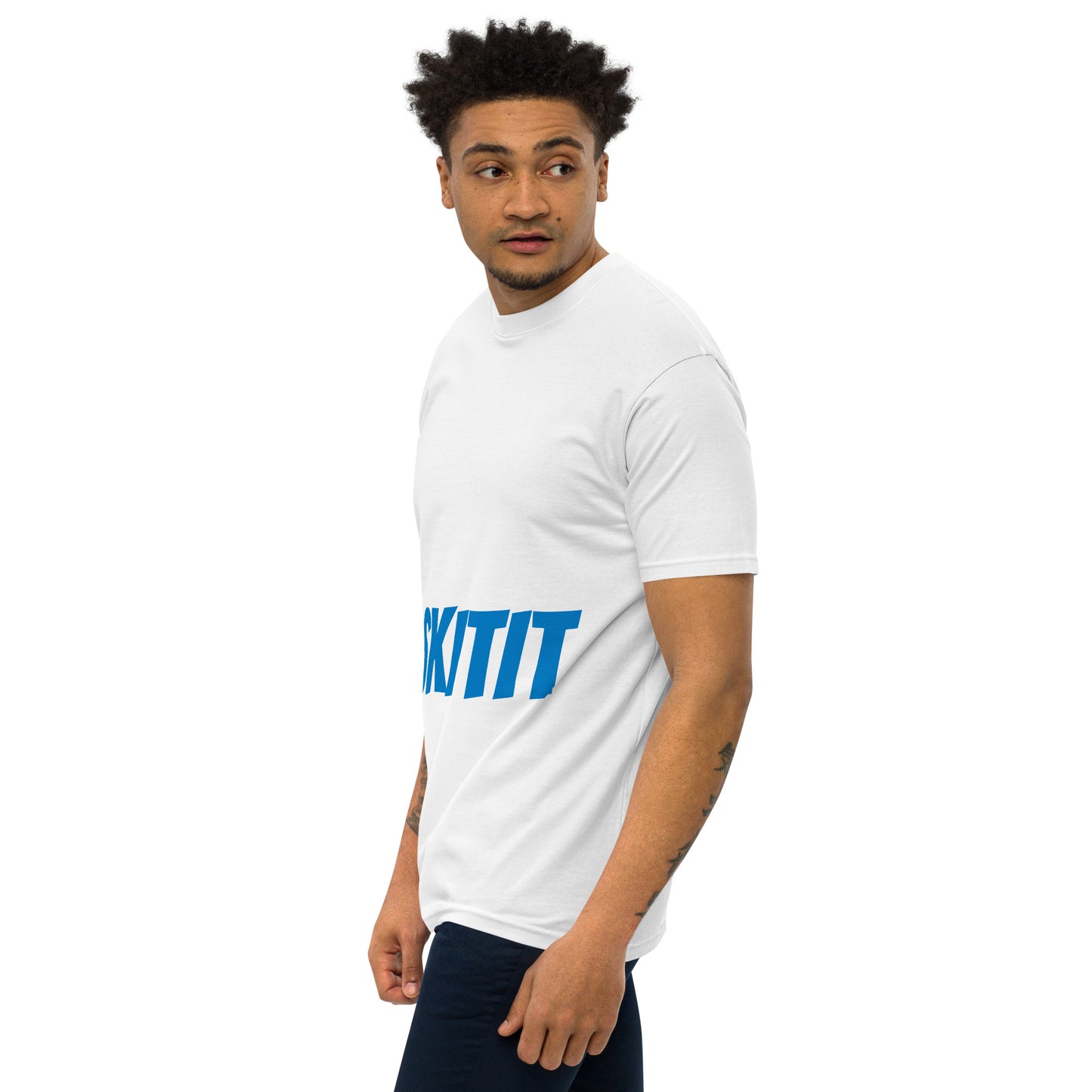 MENS SKITIT TEE BLUE LOGO VERTICAL TITL