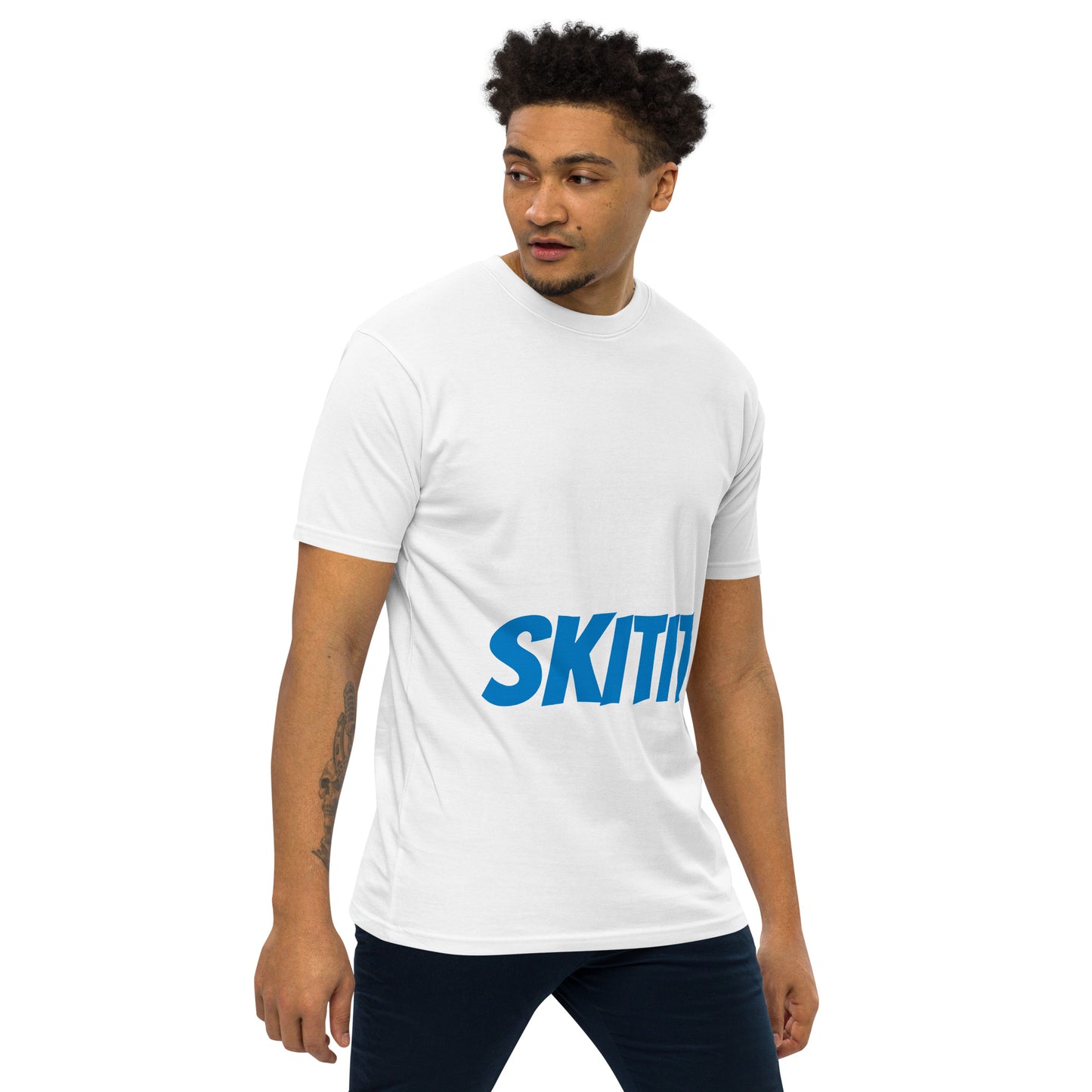 MENS SKITIT TEE BLUE LOGO VERTICAL TITL