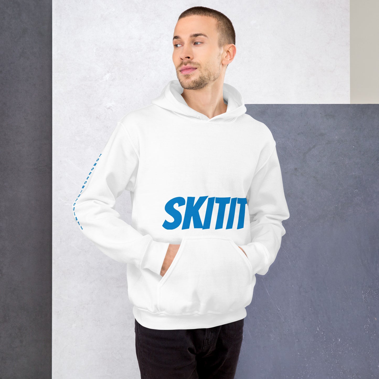 ADULT UNISEX SKITIT HOODIE BLUE LOGO BLUE ARM TITL