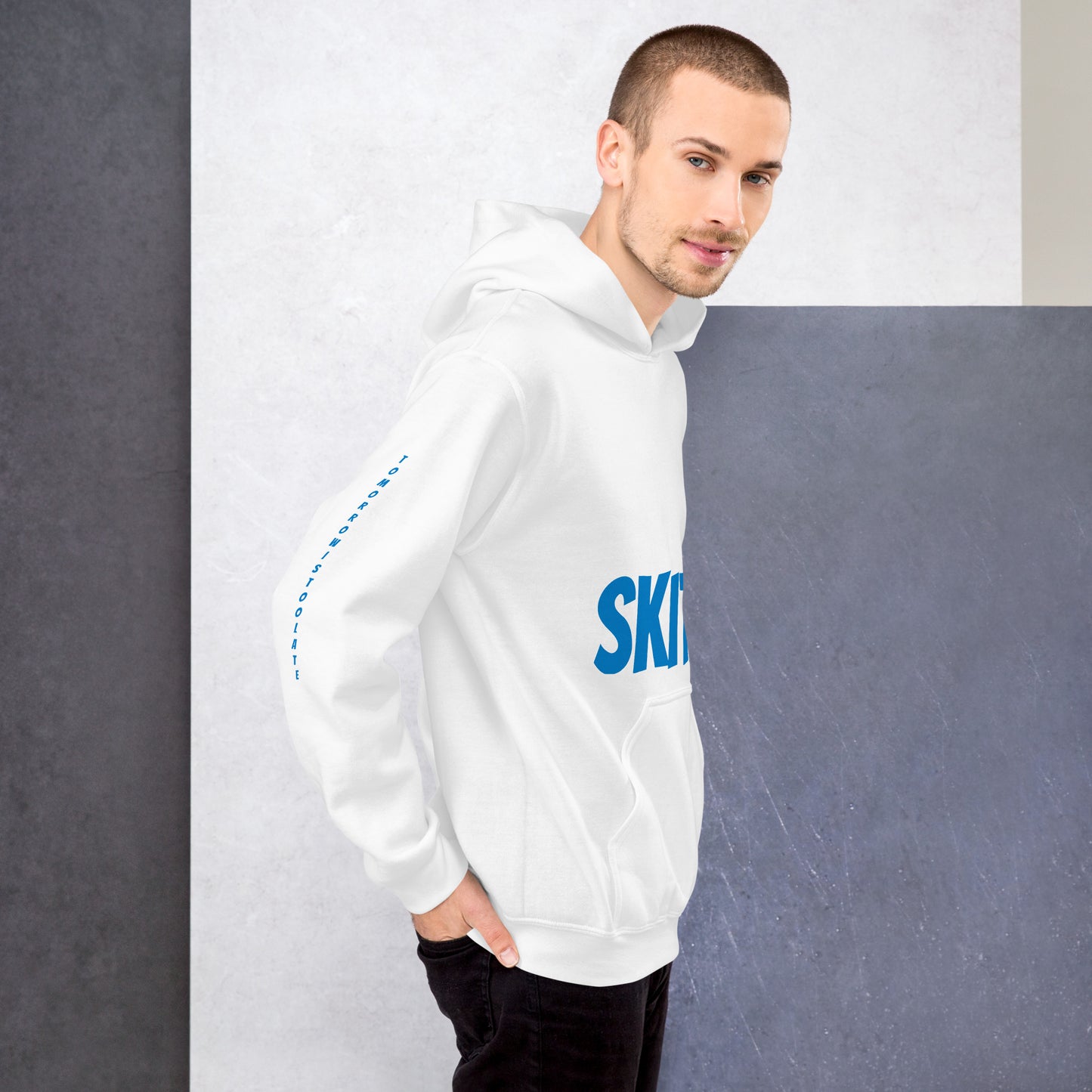 ADULT UNISEX SKITIT HOODIE BLUE LOGO BLUE ARM TITL